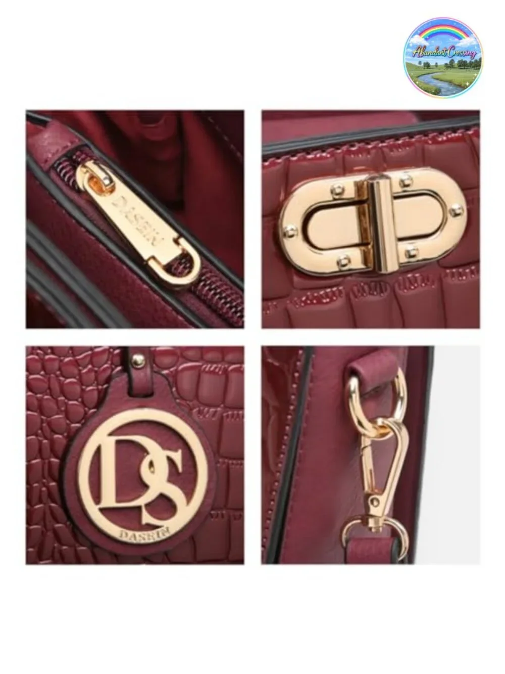 Women's Vegan Leather Satchel Tote with Matching Clutch